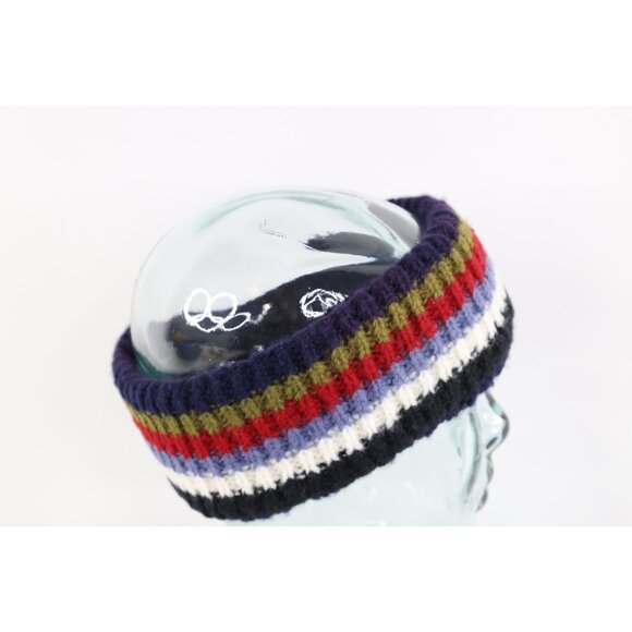 Vtg 90s Y2K Streetwear Babydoll Wool Blend Knit Rainbow Striped Headband Earband - Picture 4 of 6